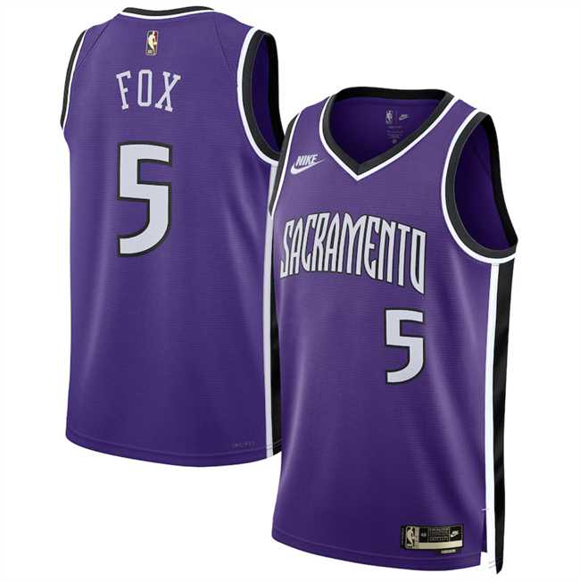 Men%27s Sacramento Kings #5 De%27Aaron Fox Purple 2024-25 Classic Edition Swingman Stitched Jersey Dzhi